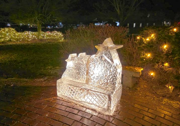 Two ice sculptures were on display at Memorial Park during Starry Starry Night in Orange on New Year’s Eve.