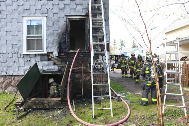 A fire damaged the back of 16 Devens St. in Greenfield on Thursday afternoon.