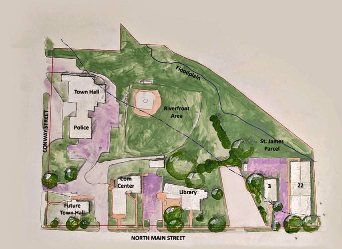 Deerfield senior housing design Option 1, which proposes 25 units by renovating the St. James Church, while tearing down its rectory and constructing a new building. Residents Thursday evening said Option 1 would be their preferred choice.