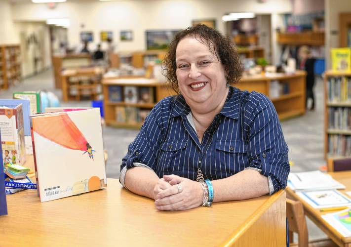 Erving Elementary School interim Principal Beth Gannon in the school library. Erving Elementary School interim Principal Beth Gannon in the school library.