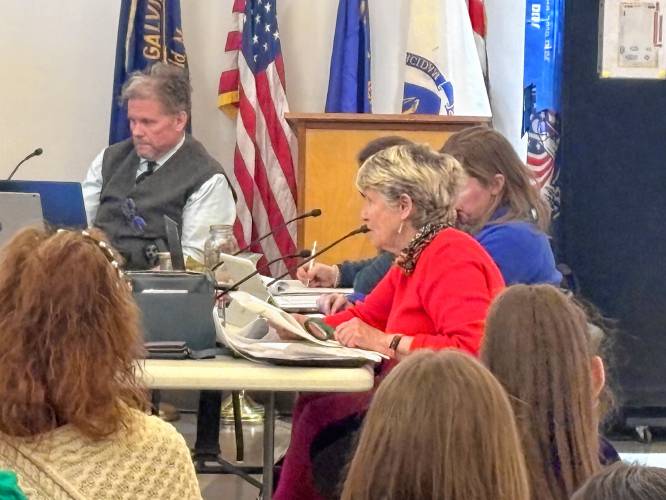 Greenfield School Committee members discuss Mayor Ginny Desorgher’s fiscal year 2026 education budget and its impact on redistricting at a special School Committee meeting Monday.