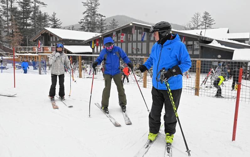Skiing during a fundraiser for United Way at Berkshire East Mountain Resort in Charlemont on Thursday are Lindsay Berry, John Ebbets and Dave Casey.
