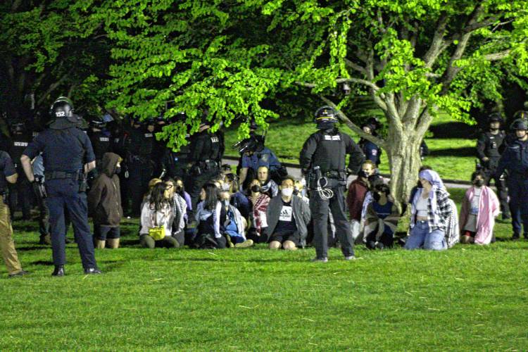 Police arrested more than 130 people attending a pro-Palestinian protest at the University of Massachusetts campus the night of May 7.
