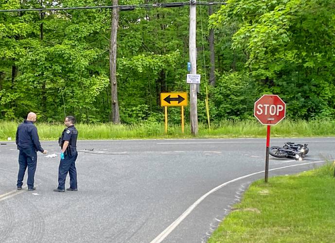 A crash between a Chevrolet Equinox and a Harley-Davidson motorcycle in Wendell sent a man to the hospital with serious injuries on Monday. A crash between a Chevrolet Equinox and a Harley-Davidson motorcycle in Wendell sent a man to the hospital with serious injuries on Monday.