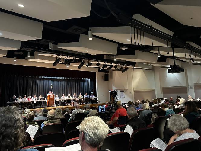 Roughly 150 voters attended Northfield’s Annual Town Meeting on Monday at Pioneer Valley Regional School. Roughly 150 voters attended Northfield’s Annual Town Meeting on Monday at Pioneer Valley Regional School.