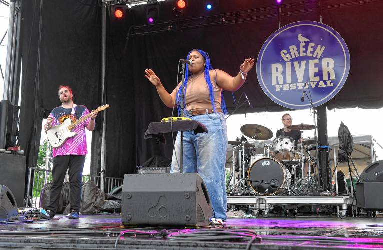 Oh He Dead plays the main stage at the Green River Festival after being delayed by thunderstorms that forced attendees to shelter in their vehicles or in buildings on Friday night at the Franklin County Fairgrounds.