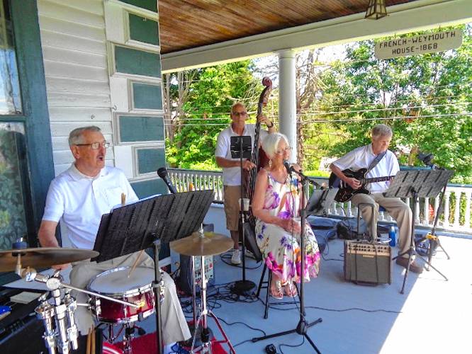 Jazz quartet Legacy, pictured entertaining on the Orange Historical Society porch last year, is set to return Sunday, Aug. 4, from 2 to 4 p.m. Jazz quartet Legacy, pictured entertaining on the Orange Historical Society porch last year, is set to return Sunday, Aug. 4, from 2 to 4 p.m.