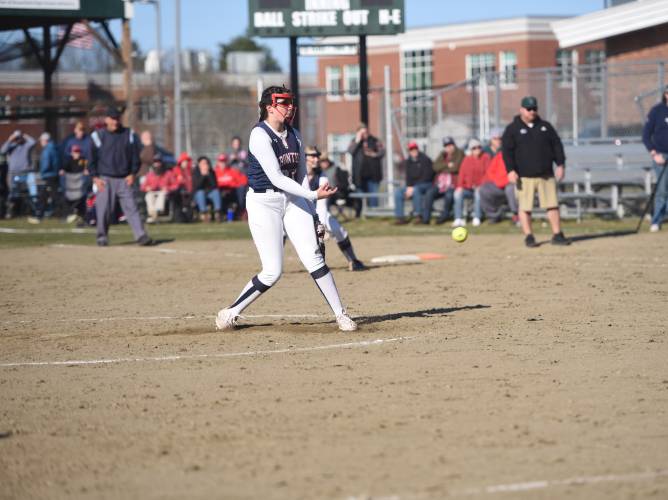 Frontier's Raine Wonsey pitches against Greenfield on Thursday at Vets Field. 