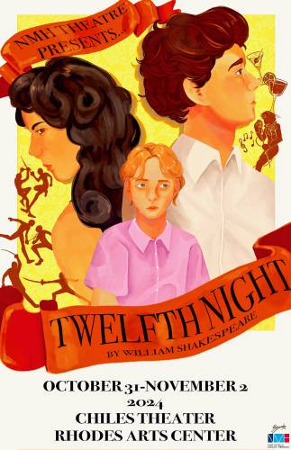 The poster for the performances of the Shakespeare comedy “Twelfth Night” by 45 high school students at Northfield Mount Hermon. The poster is designed by Rei Yang ‘28. The poster for the performances of the Shakespeare comedy “Twelfth Night” by 45 high school students at Northfield Mount Hermon. The poster is designed by Rei Yang ‘28.
