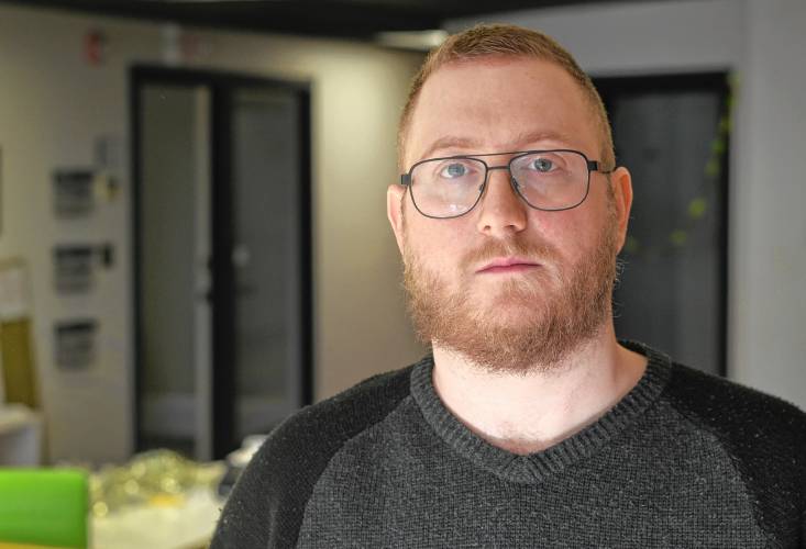 Jeremy Goldsher, photographed at Greenspace CoWork at 273 Main St. in Greenfield.