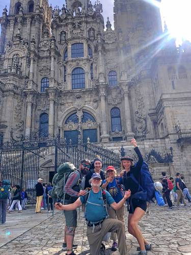 Helene Leue at the Cathedral of Santiago de Compostela with some friends met while walking the Camino. “We saw so many amazing things and met so many amazing people from around the world,” Leue said. “It’s a remarkable experience to walk paths people have been walking for thousands of years.”