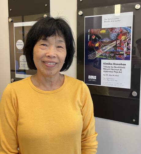The public is invited to an opening reception on Friday, May 2, at 6:30 to 8 p.m. at Northfield Mount Hermon School’s Rhodes Arts Center for “Japanese Pop Art & Landscape,” an exhibit highlighting the work of Greenfield artist Kimiko Donohoe. The public is invited to an opening reception on Friday, May 2, at 6:30 to 8 p.m. at Northfield Mount Hermon School’s Rhodes Arts Center for “Japanese Pop Art & Landscape,” an exhibit highlighting the work of Greenfield artist Kimiko Donohoe.