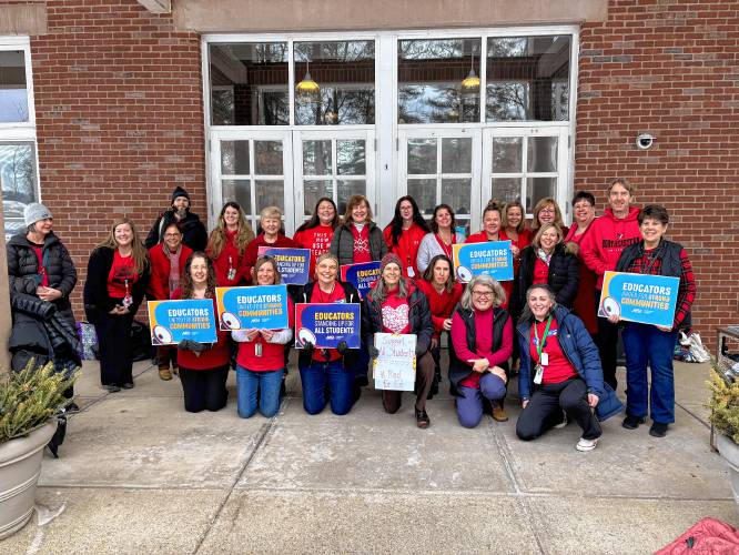Educators at Whately Elementary School participated in a national Day of Action on Tuesday. The Day of Action was held in response to plans by the Trump administration to eliminate the U.S. Department of Education and promote the use of vouchers to bolster private schools while cutting funding for public schools, among other proposals.