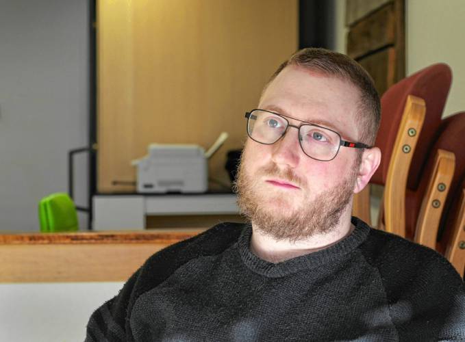 Jeremy Goldsher, photographed at Greenspace CoWork at 273 Main St. in Greenfield.