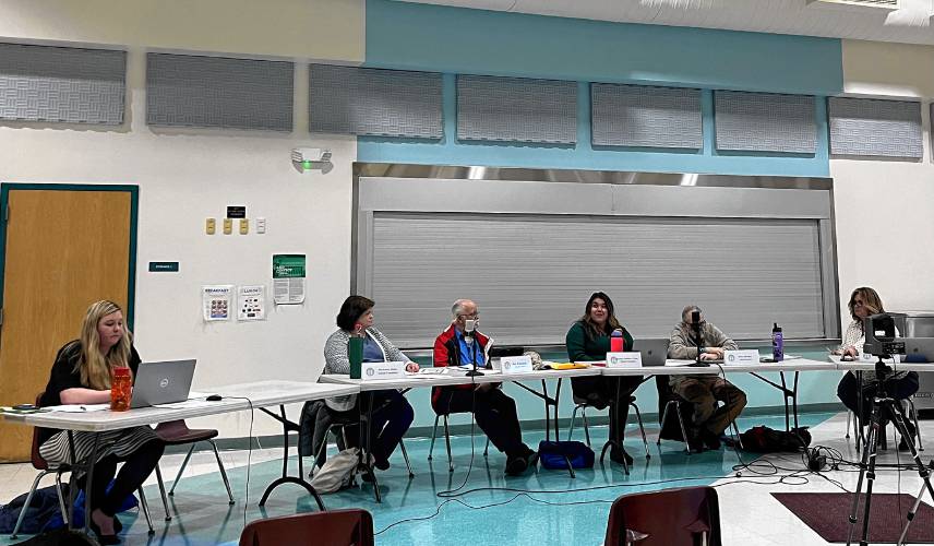The Erving School Committee voted to approve the fiscal year 2026 budgets for Erving Elementary School and for Erving’s secondary education during a Tuesday night meeting at the elementary school. The Erving School Committee voted to approve the fiscal year 2026 budgets for Erving Elementary School and for Erving’s secondary education during a Tuesday night meeting at the elementary school.
