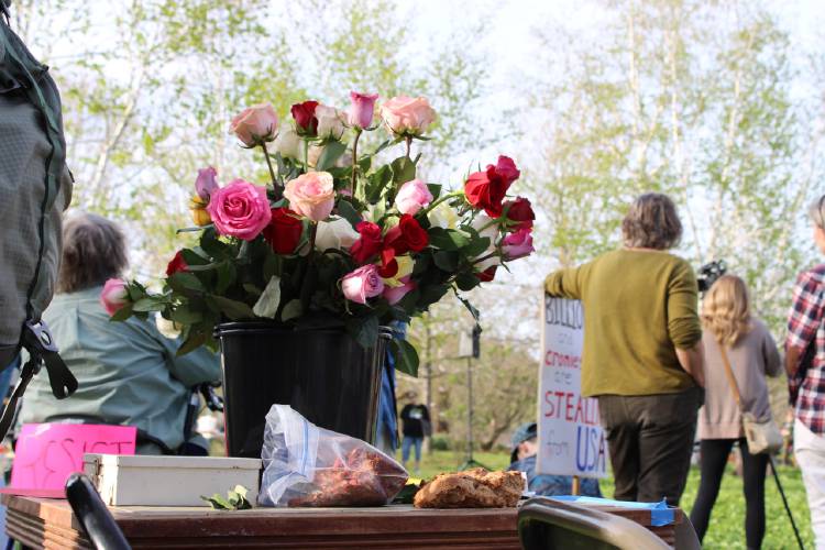 Bread and roses at the “International Labor Day Bread and Roses Parade and Rally” in Turners Falls on Thursday.