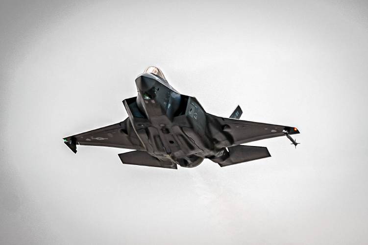 An F-35A Lightning II takes off during an Agile Combat Employment exercise on Eielson Air Force Base, Alaska, July 13, 2021. The U.S. Department of Defense this month assigned at least 18 such fighter jets to Barnes Air National Guard in Westfield. An F-35A Lightning II takes off during an Agile Combat Employment exercise on Eielson Air Force Base, Alaska, July 13, 2021. The U.S. Department of Defense this month assigned at least 18 such fighter jets to Barnes Air National Guard in Westfield.