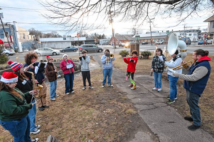 Members of the Frontier Regional School band perform on the common in South Deerfield last week. Members of the Frontier Regional School band perform on the common in South Deerfield last week.