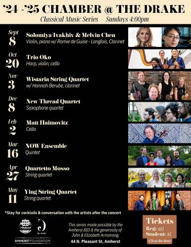 The current season schedule for Chamber@The Drake.