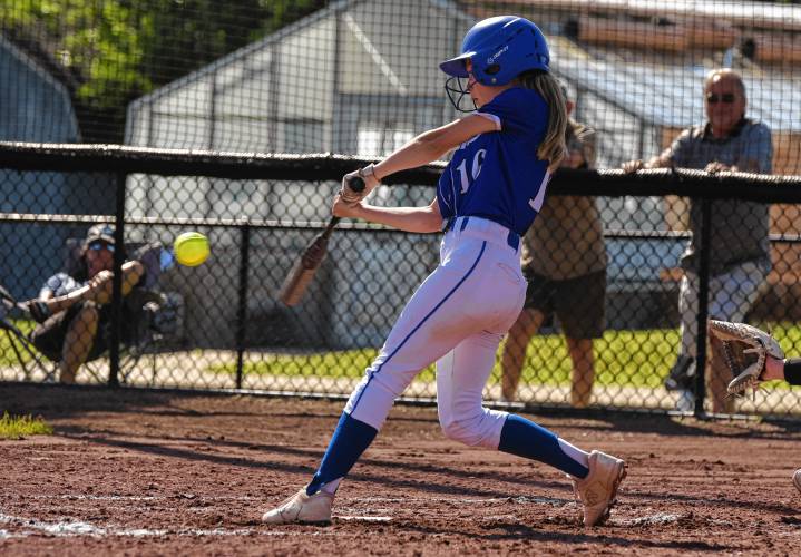 Autumn Thornton and the Turners Falls softball team advanced to the MIAA Division 5 quarterfinals thanks to a wild 21-14 win over Norfolk Aggie on Wednesday. Autumn Thornton and the Turners Falls softball team advanced to the MIAA Division 5 quarterfinals thanks to a wild 21-14 win over Norfolk Aggie on Wednesday.