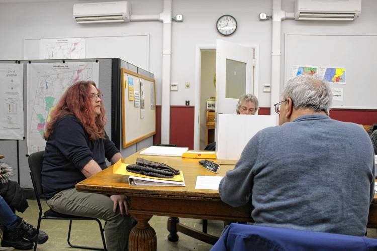 University of Massachusetts Amherst Cannabis Education Coalition President Blake Weiss appears before the Greenfield Board of License Commissioners on Tuesday to discuss plans for the upcoming Extravaganja event.