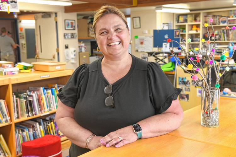 New Union 28 Superintendent Shannon White-Cleveland in the library of the Swift River School in New Salem. New Union 28 Superintendent Shannon White-Cleveland in the library of the Swift River School in New Salem.