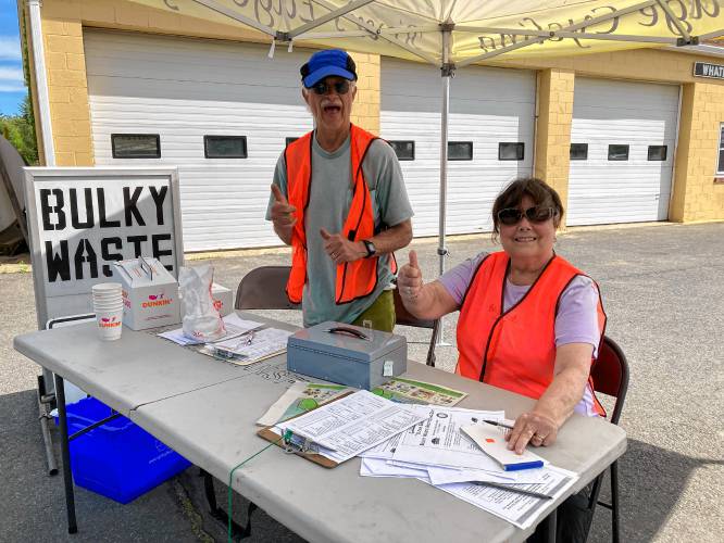 “Clean Sweep” Bulky Waste Recycling Day volunteers Fran Fortino and Linda Talbot at a previous collection event.