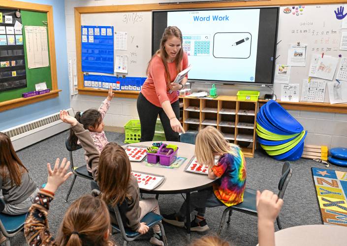 Colrain Central School kindergarten teacher Grace Ahrensdorf, winner of a 2025 Pioneer Valley Excellence in Teaching Award, says she feels honored that her work building playtime into learning time and teaching some of the school’s youngest students to be independent is appreciated.