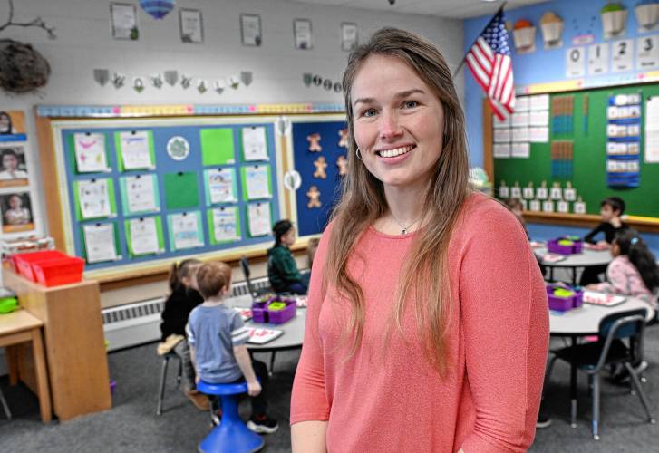 Colrain Central School kindergarten teacher Grace Ahrensdorf won a 2025 Pioneer Valley Excellence in Teaching Award, also known as the Grinspoon Award.