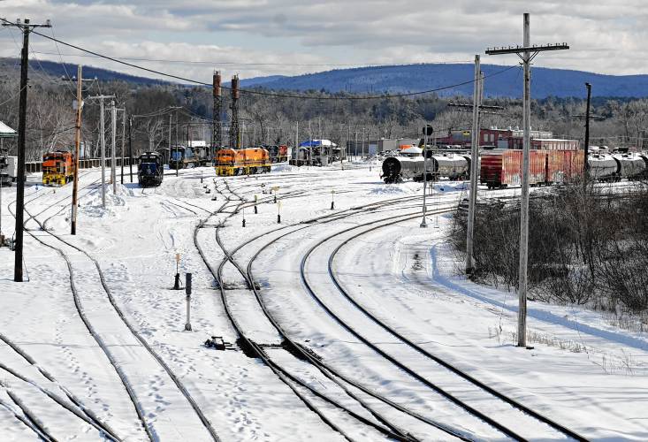 The East Deerfield Railyard, seen under a fresh layer of snow on Friday. The East Deerfield Railyard, seen under a fresh layer of snow on Friday.