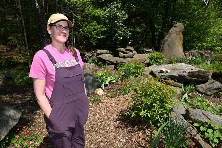 Amy Murray in her display garden of woodland flowers at Hillside Nursery.
