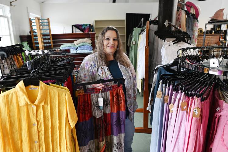 Owner Ellie Richardson at Crystal Visions on State Street in Shelburne Falls. 