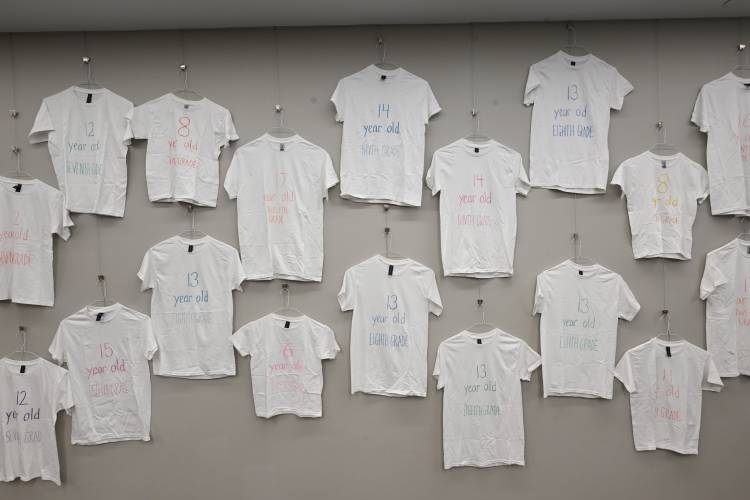 The Children’s Advocacy Center of Franklin County and the North Quabbin has a T-shirt exhibit on display at the Greenfield Public Library to mark National Child Abuse Prevention Month.