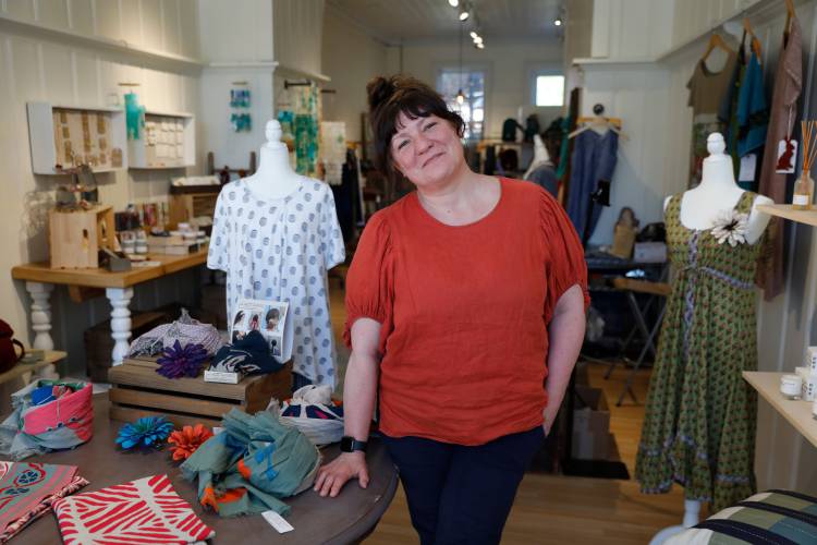 Plum boutique owner Heidi Weeks, pictured recently in her Northampton shop, will teach participants to repurpose their old T-shirts into bucket hats at the Greenfield Public Library Makerspace on Tuesday, July 16, at 5 p.m. Plum boutique owner Heidi Weeks, pictured recently in her Northampton shop, will teach participants to repurpose their old T-shirts into bucket hats at the Greenfield Public Library Makerspace on Tuesday, July 16, at 5 p.m.