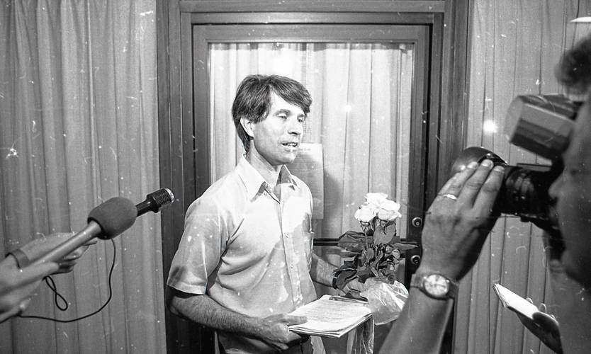 Randy Kehler, pictured during an interview in Colrain, died Sunday at the age of 80.
