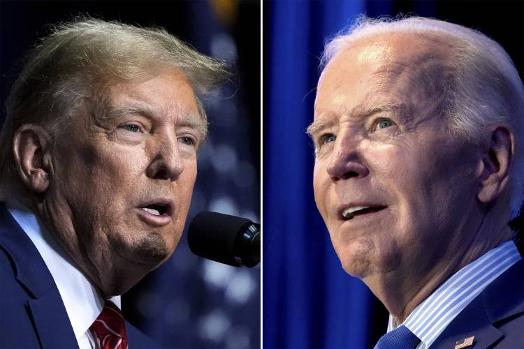 This combo image shows Republican presidential candidate former President Donald Trumpand President Joe Biden.