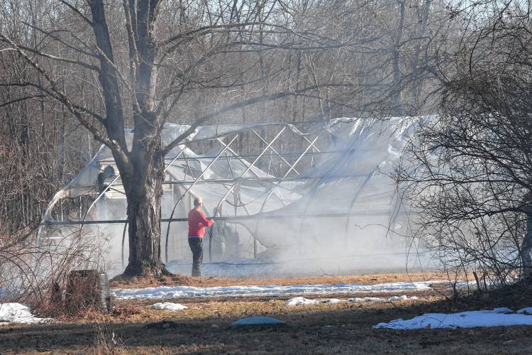 A fire damaged a greenhouse on Jones Road in Deerfield on Tuesday afternoon.