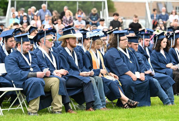 Franklin County Technical School students during graduations ceremonies in Montague on Thursday evening.