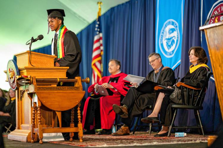Northfield Mount Hermon graduate Dennis Penny Lopez was the student speaker at Sunday’s graduation ceremony. 