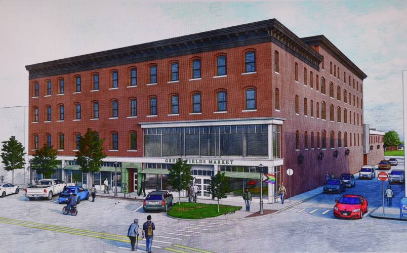 An artist’s rendition of what Green Fields Market may look like in the former Wilson’s Department Store building on Main Street in Greenfield. An artist’s rendition of what Green Fields Market may look like in the former Wilson’s Department Store building on Main Street in Greenfield.