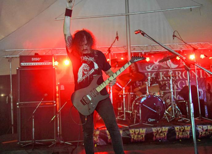Kontusion plays the Wick & Ronin Stage at the RPM Fest at the Miller Falls Rod and Gun Club in Montague on Friday evening. 