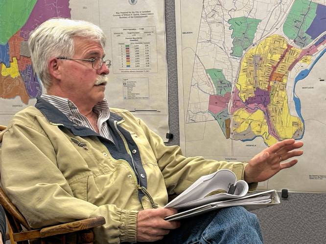 Greenfield Department of Public Works Director Marlo Warner II discusses funding requests for the city’s fiscal year 2026 budget with the Ways and Means Committee on Tuesday.