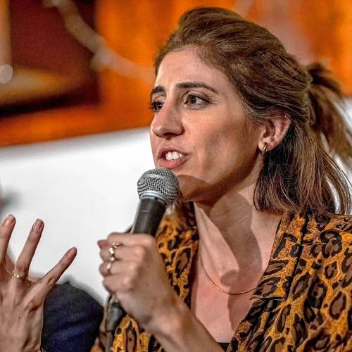 Sally Abed, a Palestinian Israeli and voice for Standing Together, speaks in this undated photo.
