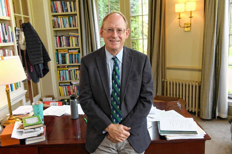 John Austin, Deerfield Academy’s head of school, pictured in his office on Tuesday.