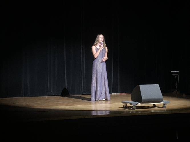 Amelia Hescock performs at the inaugural Franklin County Teen Performing Arts Showcase at the Shea Theater Arts Center in Turners Falls in June 2024.