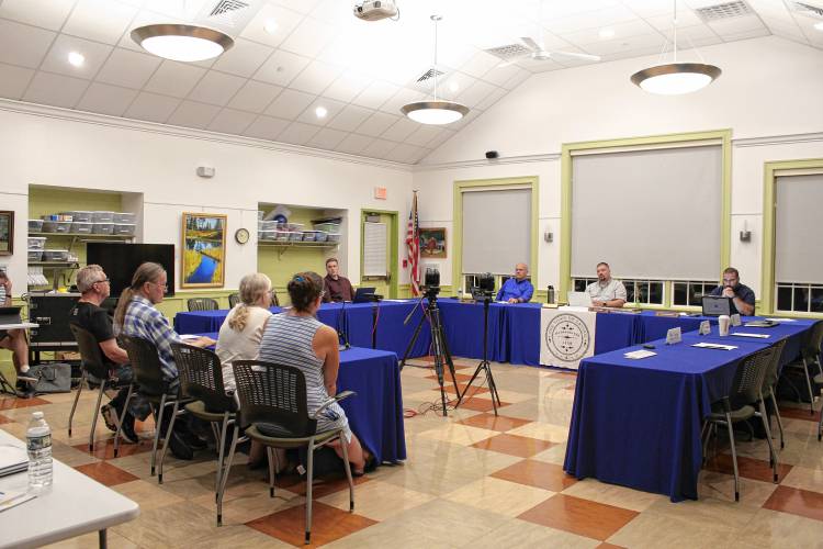 The Erving Selectboard meets with Historical Commission members at the Erving Senior & Community Center on Monday to review a proposed demolition delay bylaw. The Erving Selectboard meets with Historical Commission members at the Erving Senior & Community Center on Monday to review a proposed demolition delay bylaw.