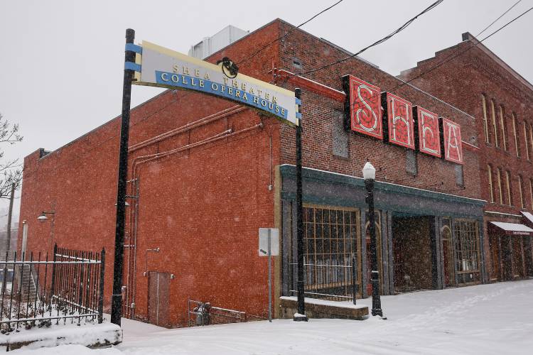 A 3,200-square-foot mural is expected to be painted on the east exterior wall of the Shea Theater Arts Center on Avenue A in Turners Falls. A 3,200-square-foot mural is expected to be painted on the east exterior wall of the Shea Theater Arts Center on Avenue A in Turners Falls.