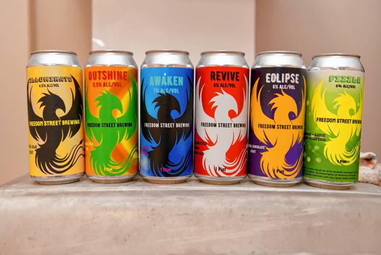 A selection of beverages from Freedom Street Brewery in Erving.
