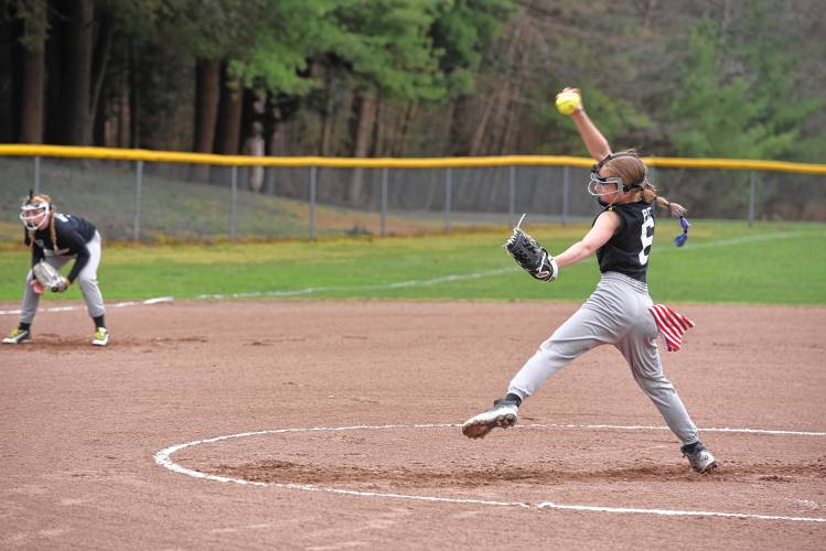 Precision Driving’s Kalina Pease pitches against Gilmore and Farrell on Saturday at Murphy Park. 