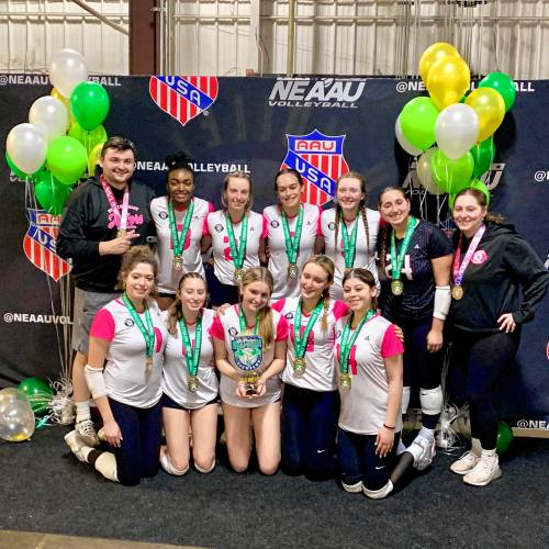 The PV Juniors Girls 18 National Team after winning the NEAAU Shamrock Showdown Tournament at The Millworks in Westford this past weekend.